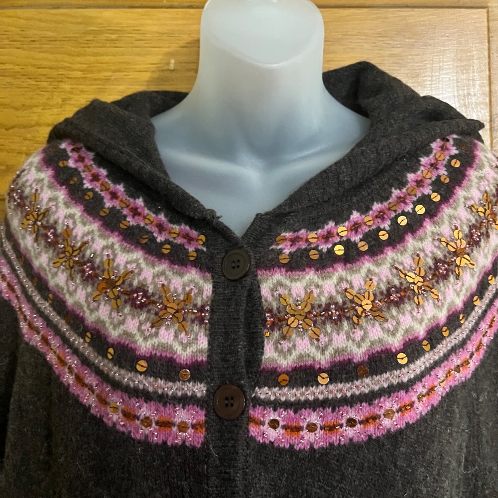 Wool Hooded Cardigan with Sequins!!!! - Picture 2 of 3